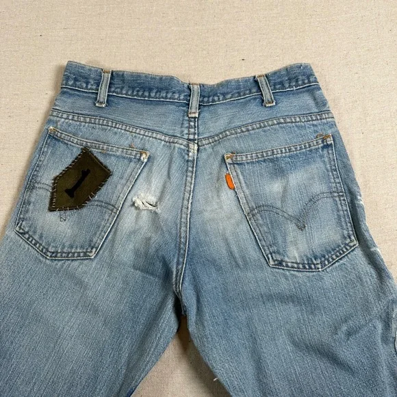 Levi's Custom Patchwork Flare Jeans Distressed Festival Boho 70s Hippie bell - Picture 8 of 12